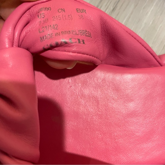 COACH Brooklyn Bright Barbie Pink and Gold Leather Sandals Slides NEW - Picture 5 of 9